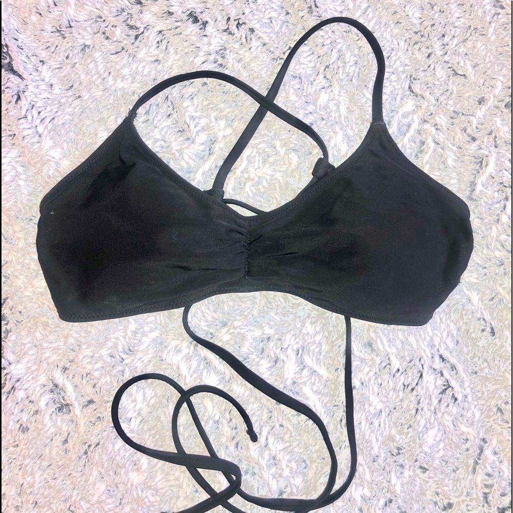 EUC Aerie Black lace up bikini top Sz M
